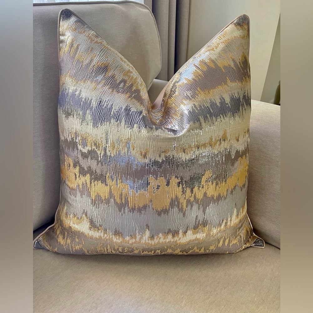 Two Luxury Gold and silver waves glam pillow cover. - Picture 6 of 10